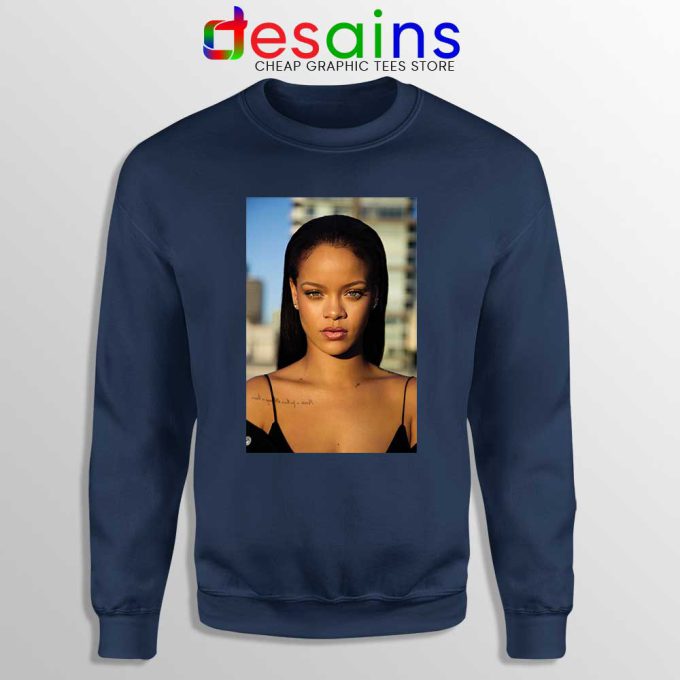 Rihanna The Fenty Face Navy Sweatshirt Makeup Line Celebrity