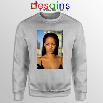 Rihanna The Fenty Face Sport Grey Sweatshirt Makeup Line Celebrity