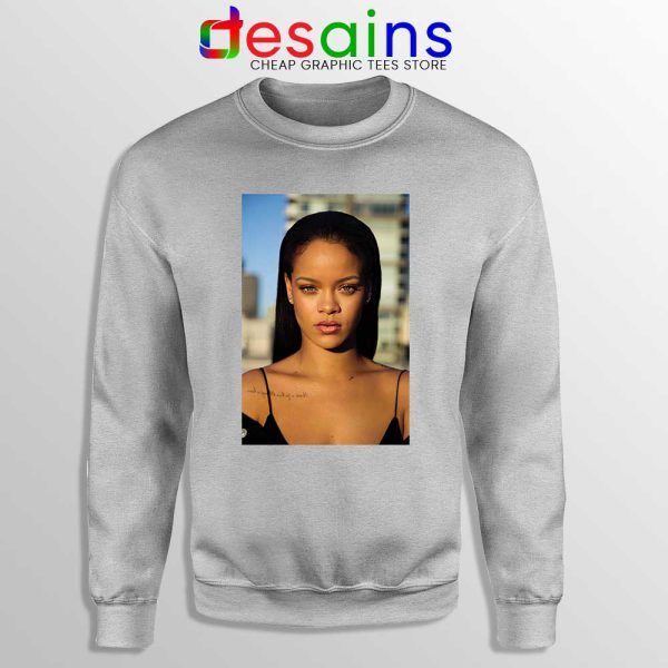 Rihanna The Fenty Face Sport Grey Sweatshirt Makeup Line Celebrity