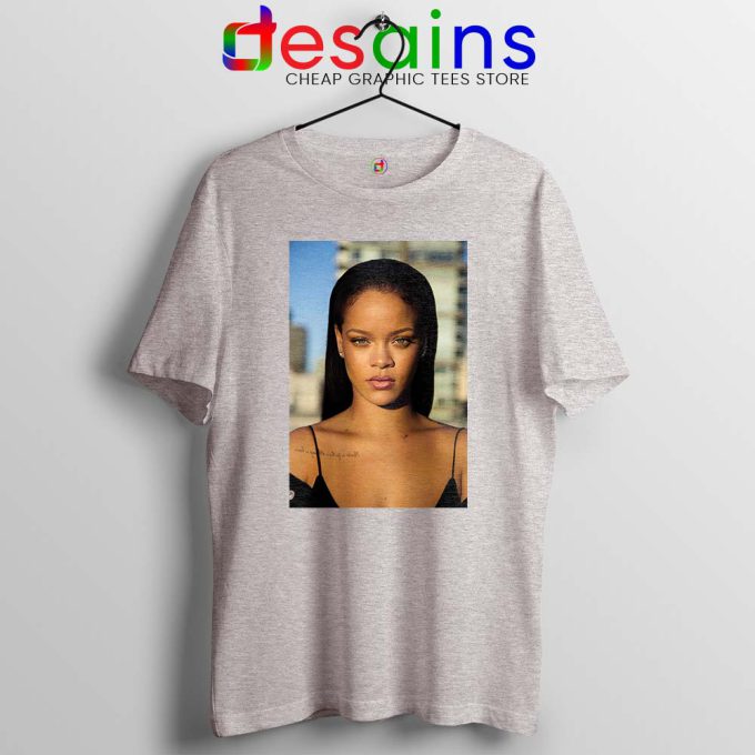 Rihanna The Fenty Face Sport Grey Tshirt Makeup Line Celebrity Tees