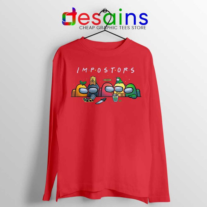 Among Us Crewmates Long Sleeve Red Tee Friends Impostor T-shirts