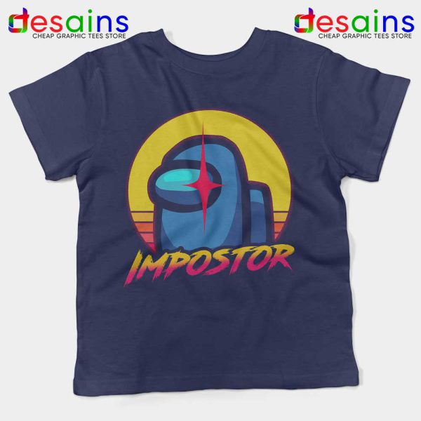 Among Us Impostor Navy Kids Tshirt Vintage Game Youth Tees