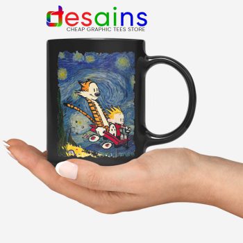 Calvin Hobbes Stary Night Black Mug Comic Strip Coffee Mugs