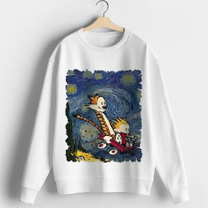 Calvin Hobbes The Starry Night White Sweatshirt