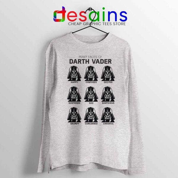 Darth Vader Faces Emoticon Sport Grey Long Sleeve Tee Star Wars Merch