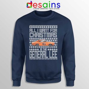 Dukes Hazzard Ugly Christmas Navy Sweatshirt General Lee Car