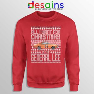 Dukes Hazzard Ugly Christmas Red Sweatshirt General Lee Car