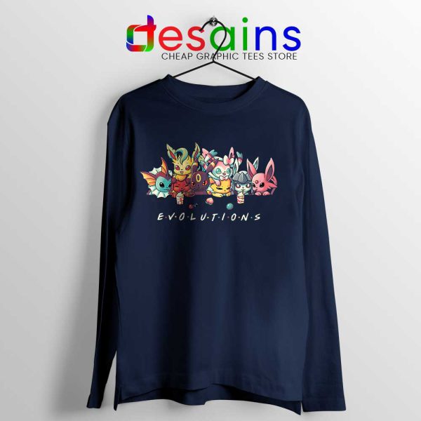 Eevee Evolution Friends Navy Long Sleeve Tee Pokémon Go T-shirts