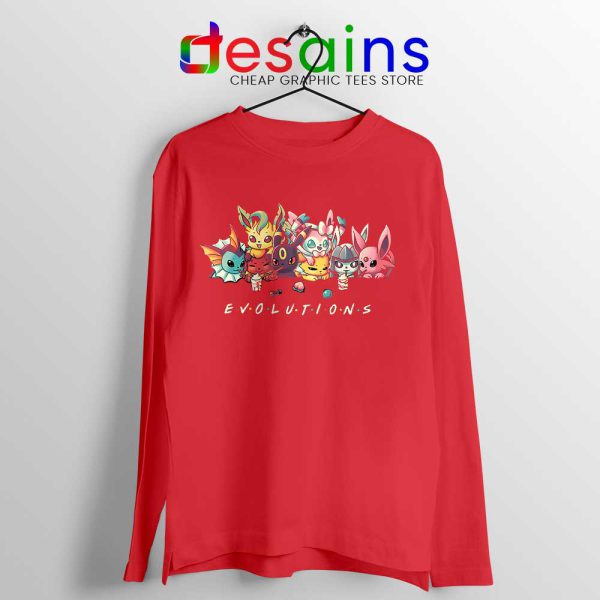 Eevee Evolution Friends Red Long Sleeve Tee Pokémon Go T-shirts