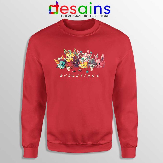 Eevee Evolution Friends Red Sweatshirt Pokémon Go Sweaters