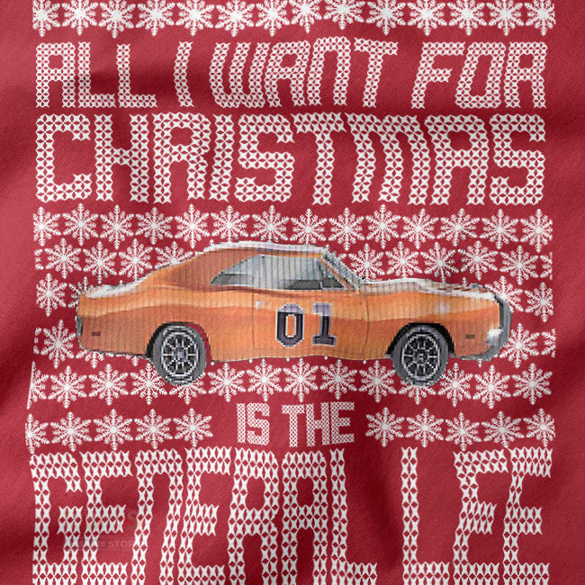 General Lee Car Ugly Xmas Sweatshirt – Dukes of Hazzard Style