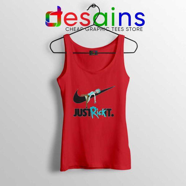 Just Rick It Morty Red Tank Top Just Do it Nike Meme Tops