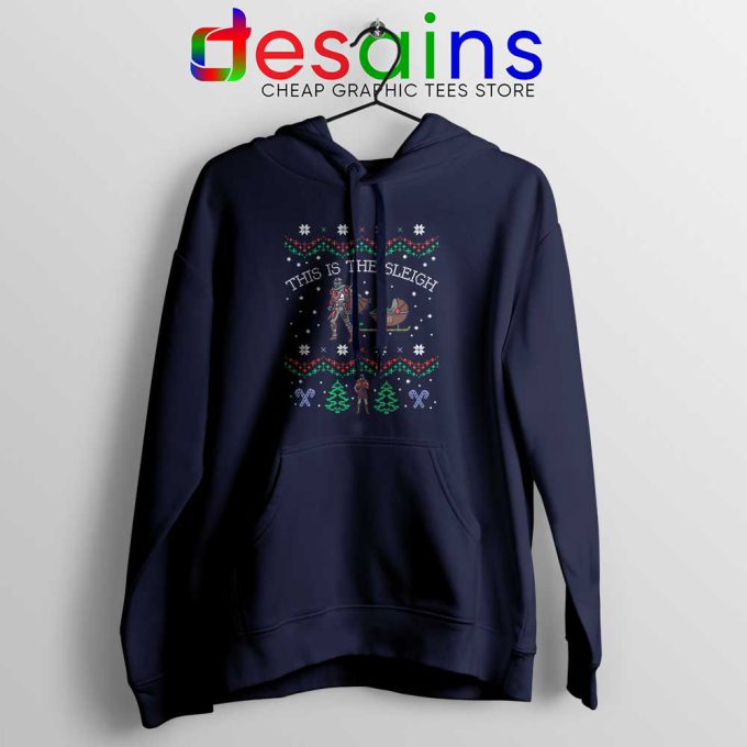 Mando Ugly Christmas Navy Hoodie This Is The Sleigh Jacket