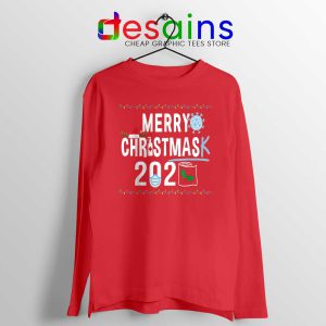 Merry Christmask Red Long Sleeve Tee Quarantine Ugly Christmas