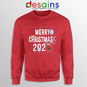 Merry Christmask Red Sweatshirt Quarantine Ugly Christmas