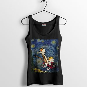 Paint Calvin Hobbes Starry Night Black Tank Top