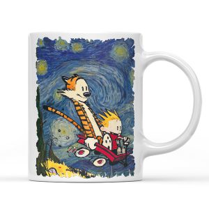 Paint Calvin Hobbes Starry Night White Mug 11oz