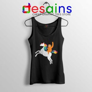 Sloth Ride Unicorn Black Tank Top Magic Time Tops S-3XL