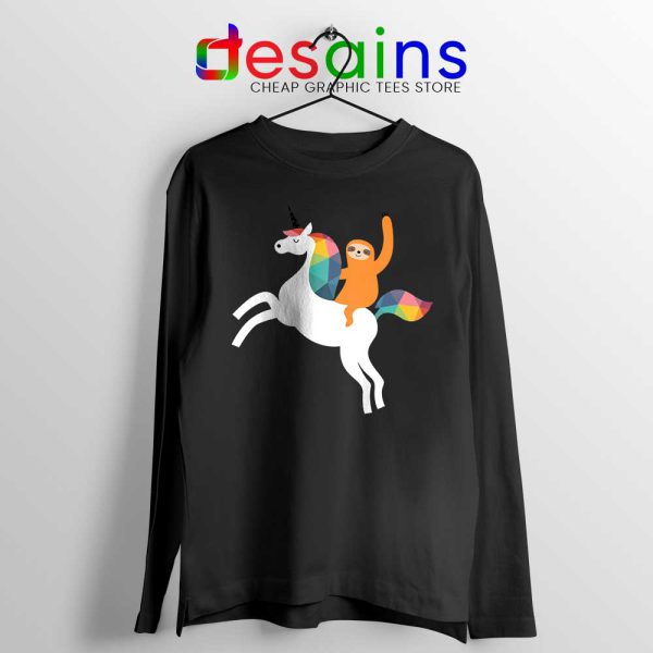 Sloth Unicorn Black Long Sleeve Tee Magic Time T-shirts
