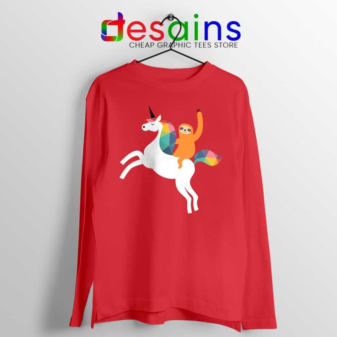 Sloth Unicorn Red Long Sleeve Tee Magic Time T-shirts