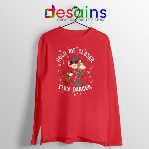 Tiny Dancer Elf Christmas Red Long Sleeve Tee Reindeer Cartoon Xmas