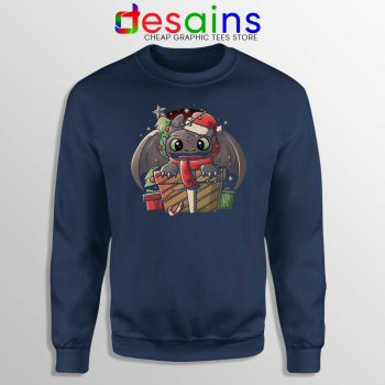 Toothless Dragon Santa Navy Sweatshirt Christmas Night Fury Sweaters