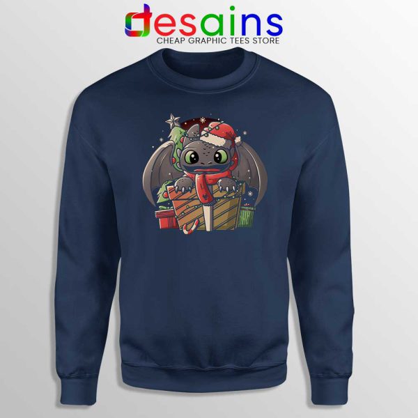 Toothless Dragon Santa Navy Sweatshirt Christmas Night Fury Sweaters