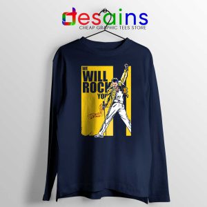 We Will Rock You Navy Long Sleeve Tee Freddie Mercury Kill Bill