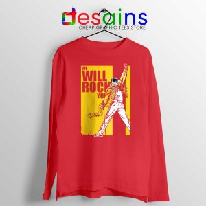 We Will Rock You Red Long Sleeve Tee Freddie Mercury Kill Bill