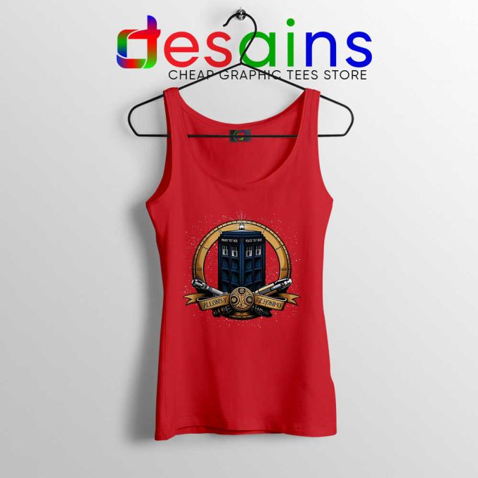 Allons y Geronimo Tardis Red Tank Top Doctor Who Tops
