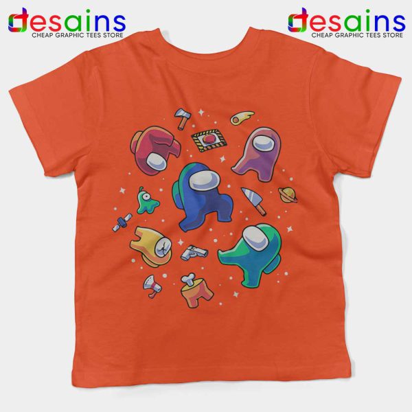 Among Us in Space ORange Kids Tee Impostors Crewmates Youth Tshirts