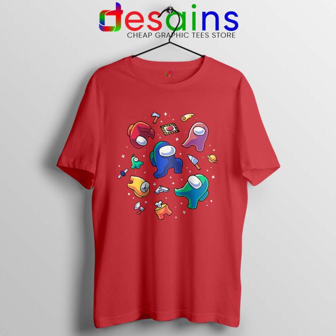 Among Us in Space Red Tshirt Impostors Crewmates Tee Shirts