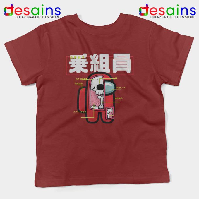 Anatomy of a Crewmate Red Kids Tee Among Us Game Youth Tshirts