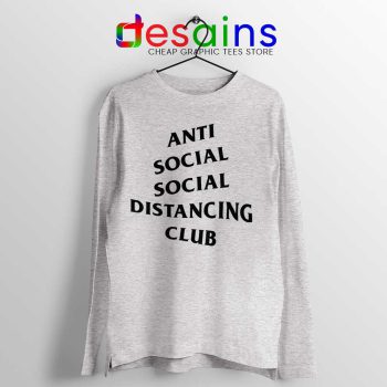 Anti Social Distancing Club Sport Grey Long Sleeve Tee Streetwear Covid-19