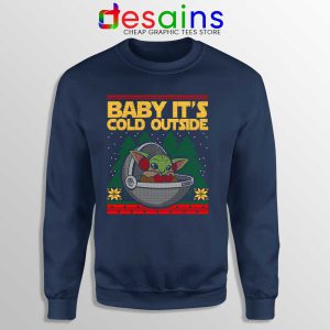 Baby Yoda Cold Outside Navy Sweatshirt Grogu Mandalorian