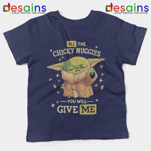 Chicky Nuggies Grogu Navy Kids Tee Baby Yoda Chicken Nuggets