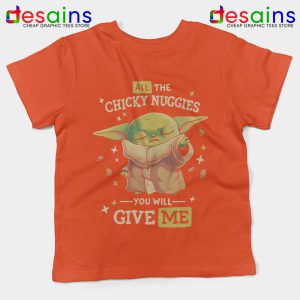 Chicky Nuggies Grogu Orange Kids Tee Baby Yoda Chicken Nuggets