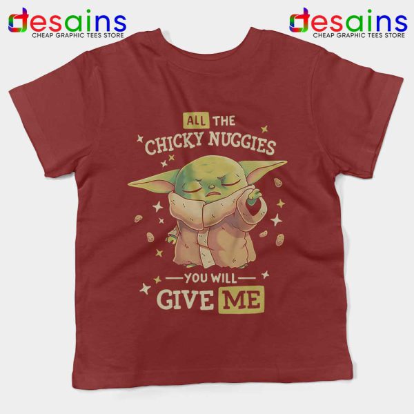 Chicky Nuggies Grogu Red Kids Tee Baby Yoda Chicken Nuggets