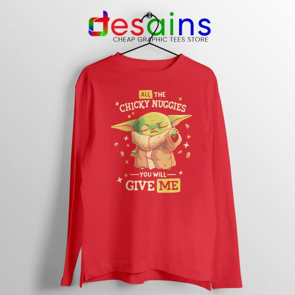 Chicky Nuggies Grogu Red Long Sleeve Tee Baby Yoda Chicken Nuggets