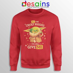Chicky Nuggies Grogu Red Sweatshirt Baby Yoda Chicken Nuggets