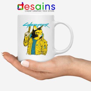 Cyberpurr 2077 White Mug Cyberpunk Game Cats Coffee Mugs