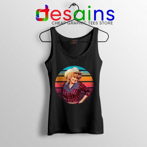 Dolly Parton Retro Style Black Tank Top Country Music Vintage Tops