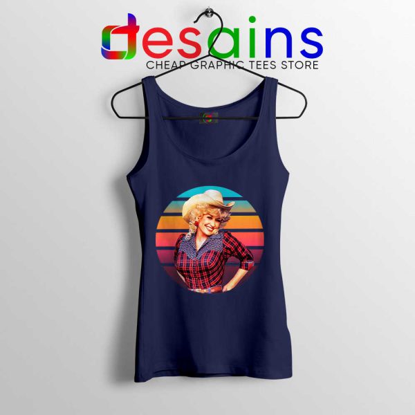 Dolly Parton Retro Style Navy Tank Top Country Music Vintage Tops