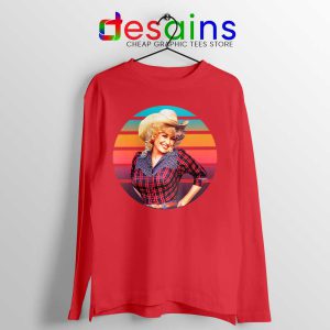 Dolly Parton Retro Style Red Long Sleeve Tee Country Music Vintage