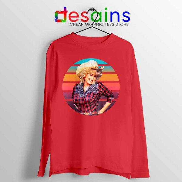 Dolly Parton Retro Style Red Long Sleeve Tee Country Music Vintage