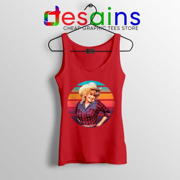 Dolly Parton Retro Style Red Tank Top Country Music Vintage Tops