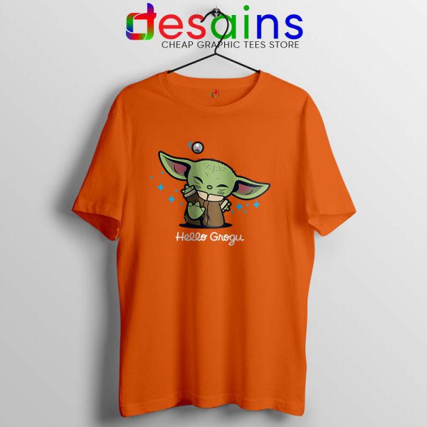 Grogu Baby Yoda Orange Tshirt Mandalorian The Child Tee Shirts