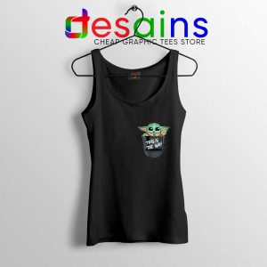 Grogu Pocket Helmet Black Tank Top Baby Yoda Mandalorian Tops