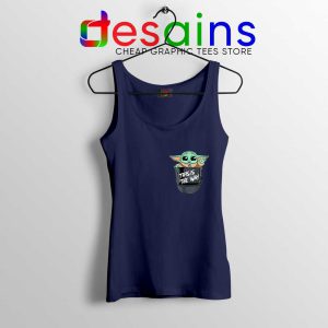 Grogu Pocket Helmet Navy Tank Top Baby Yoda Mandalorian Tops