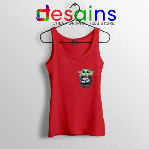 Grogu Pocket Helmet Red Tank Top Baby Yoda Mandalorian Tops